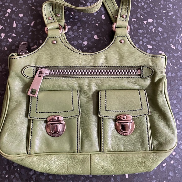 March Jacobs Green Leather Tote with Pockets - Picture 1 of 8